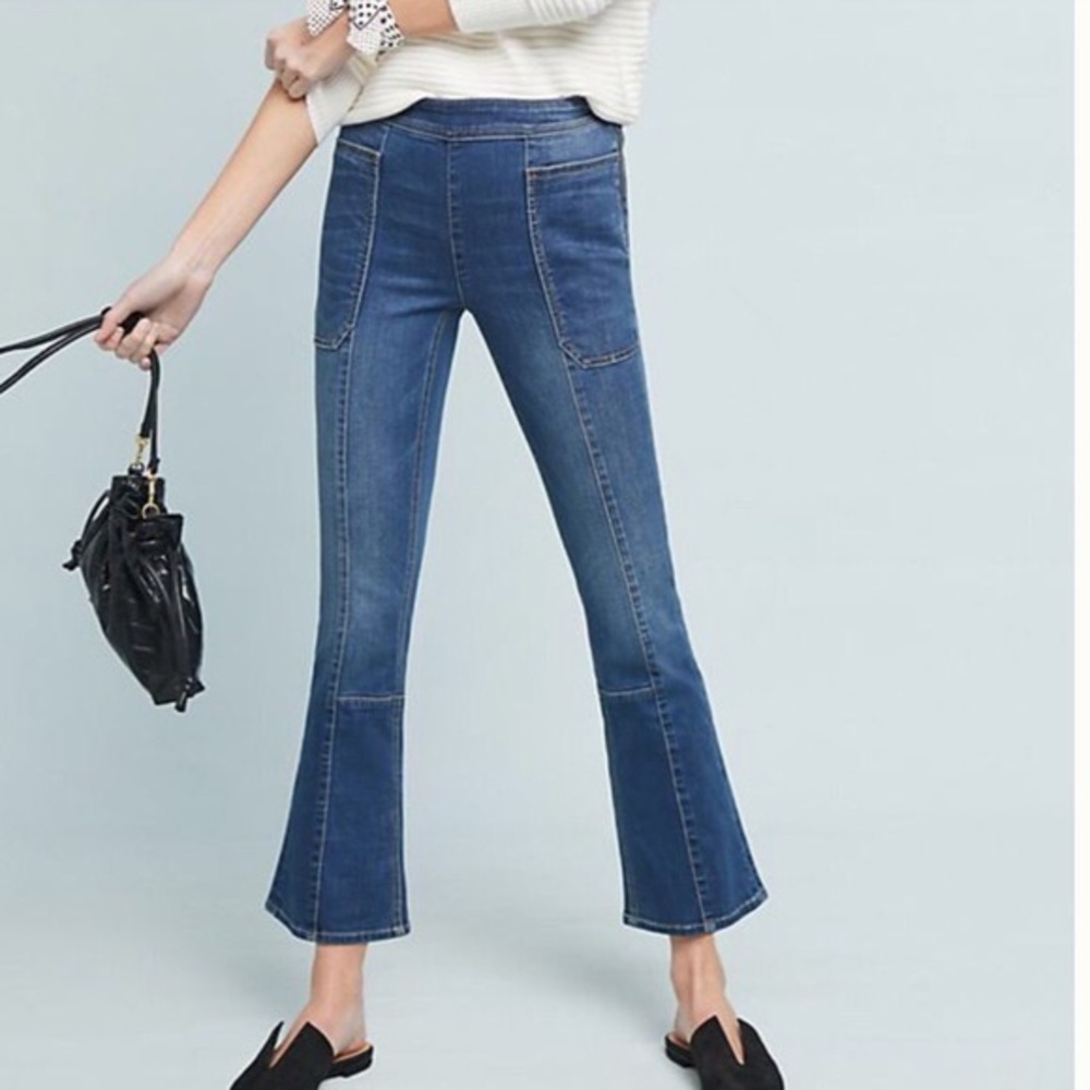 Pilcro and Letterpress Anthropologie Utility Crop Boot Cut Jeans